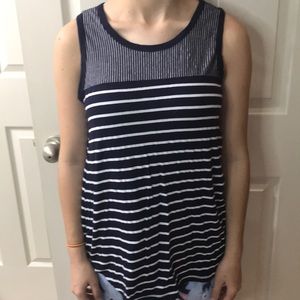 Blue and White Striped Tank Top